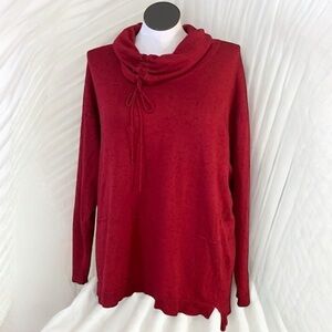 89TH & Madison Red Black Specks Cowl Neck Tunic Sweater Womens Sz 1X